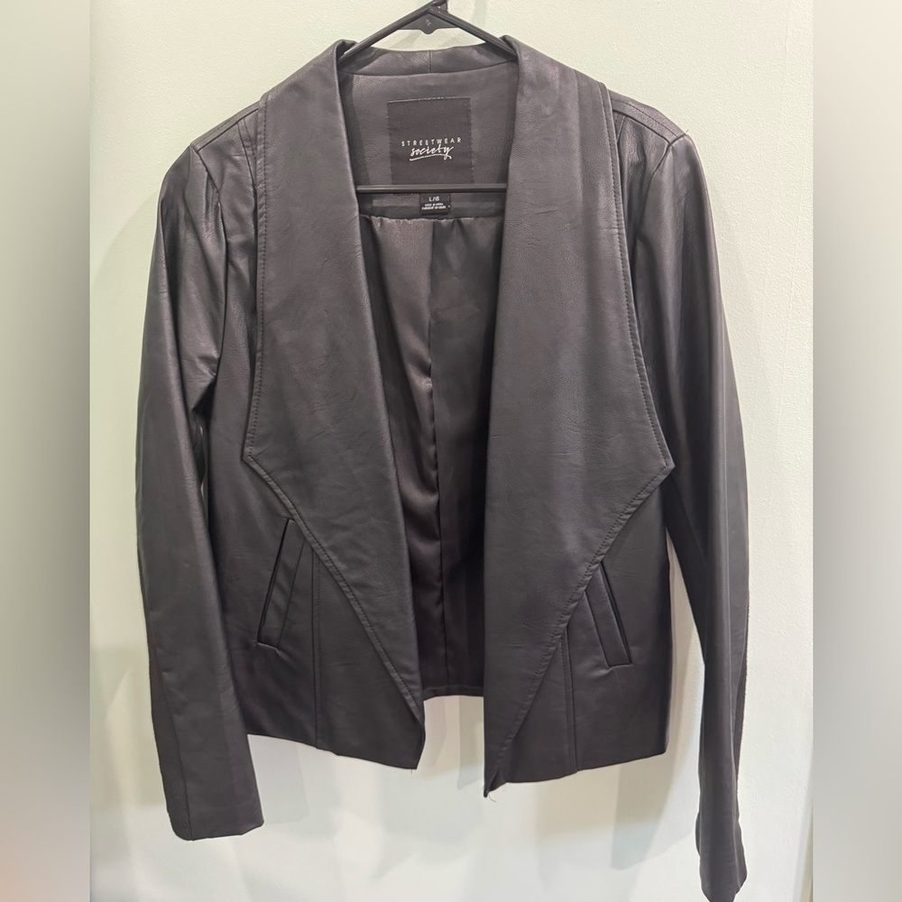 Streetwear Society Black Faux Leather Blazer